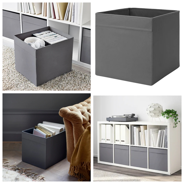 Оксамитова коробка для зберігання речей IKEA DRÖNA DRONA 33x38x33 см сірий органайзер для одягу білизни іграшок - Фото 2 Оксамитова коробка для зберігання речей IKEA DRÖNA DRONA 33x38x33 см сірий органайзер для одягу білизни іграшок - зображення 2