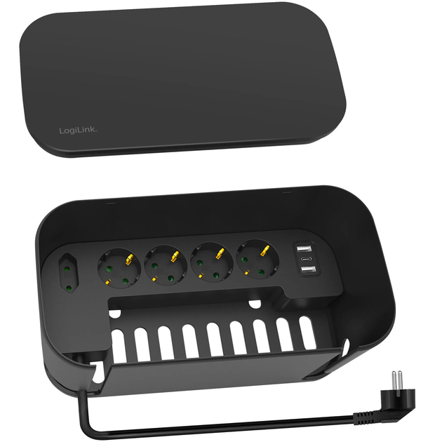 Listwa przeciwprzepięciowa Logilink CableBox 5 gniazda USB Type-A + USB Type-C 1.5 m Black (LPS282U) - obraz 2