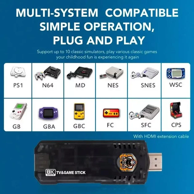 Игровая консоль Smart TV Stick Game Box X8 M98 с двумя джойстиками ОС Android 10 Черный (127-14-16187) - изображение 4