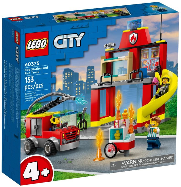Zestaw klockow LEGO City Remiza strazacka i woz strazacki 153 elementy (60375) (955555909176289) - Outlet - obraz 1