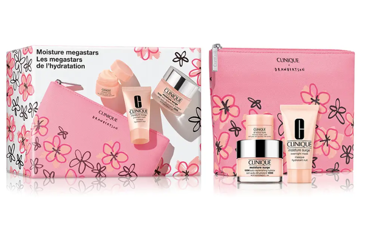 Zestaw do pielęgnacji twarzy Clinique Krem nawilżający Moisture Surge 100-H 50 ml + Maska na noc Moisture Surge 30 ml + Krem pod oczy All About Eyes 5 ml + Kosmetyczka (0192333236673) - obraz 4