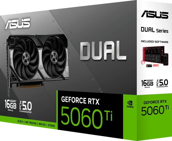 Відеокарта ASUS PCI-Ex GeForce RTX 5060 Ti Dual 16GB GDDR7 (128bit) (2602/28000) (HDMI, 3 x DisplayPort) (DUAL-RTX5060TI-16G) - зображення 7