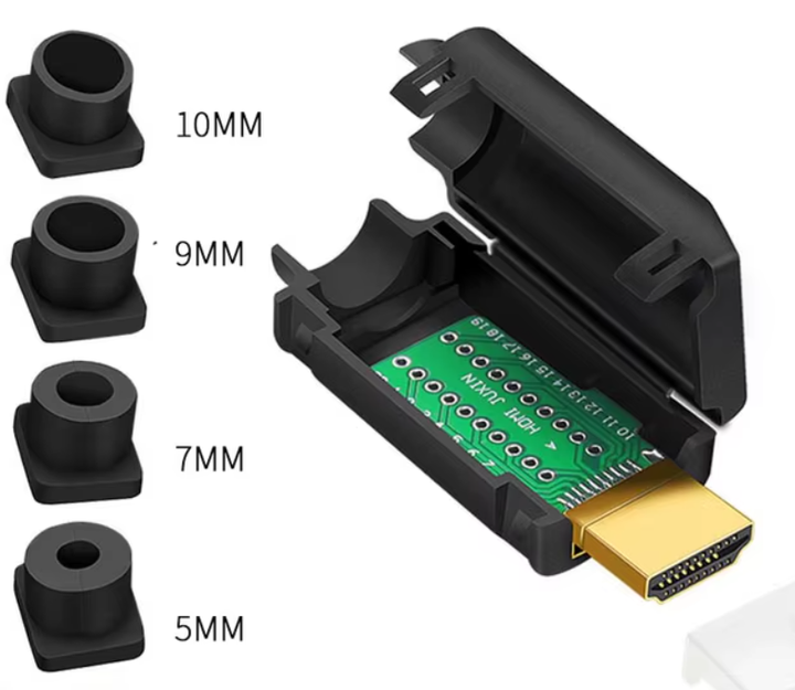 Разъем кабельный HDMI штекер Hyperline ACM-HDMI19-M-PCB с PCB и металлическим разборным корпусом для кабеля Ø 5–10 мм (4 разных вставки) - изображение 2
