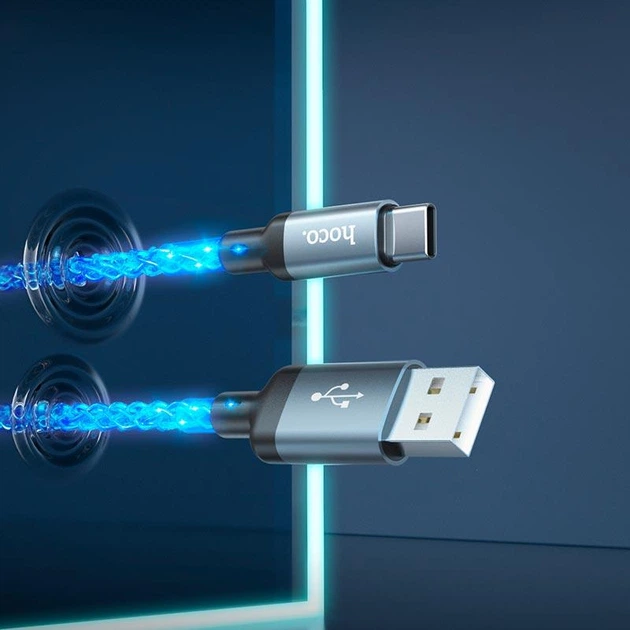 Кабель HOCO Shine U112 з підсвічуванням RGB - USB - Type-C 1m - зображення 5