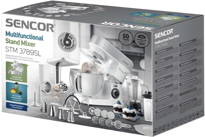 Sencor Кухонна машина 1200Вт, чаша-метал, корпус-пластик, насадок-19, білий - изображение 4