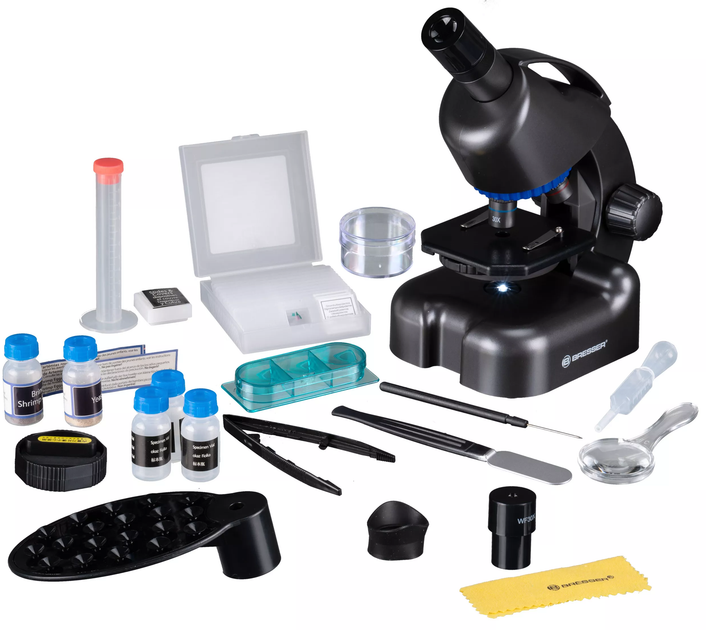 Мікроскоп Bresser Junior CM-04 100x-900x Black з набором для дослідів і адаптером для смартфона - изображение 5