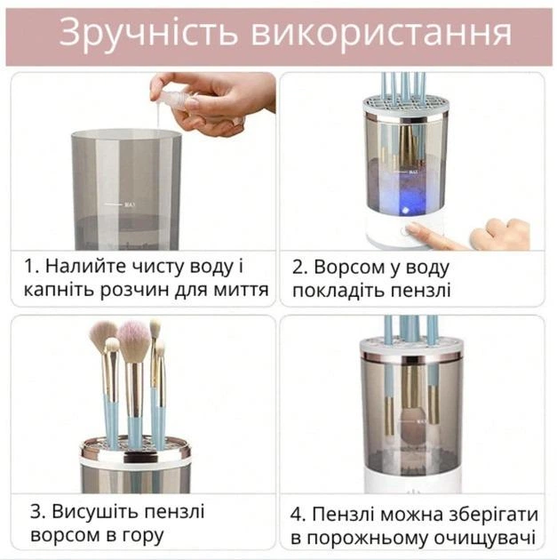 Электрический стерилизатор-очиститель кистей для макияжа 3в1 с зарядкой от USB - изображение 14