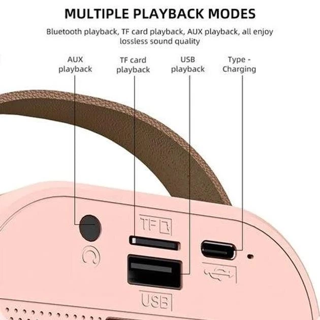 Портативная колонка Bluetooth с микрофонами и подсветкой / Мини караоке-колонка - изображение 13