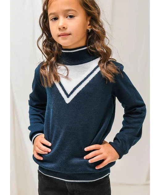 Джемпер для девочки ART KNIT Морячка синий, 116-122см 026711 - Фото 1 Джемпер для девочки ART KNIT Морячка синий, 116-122см 026711 - изображение 1