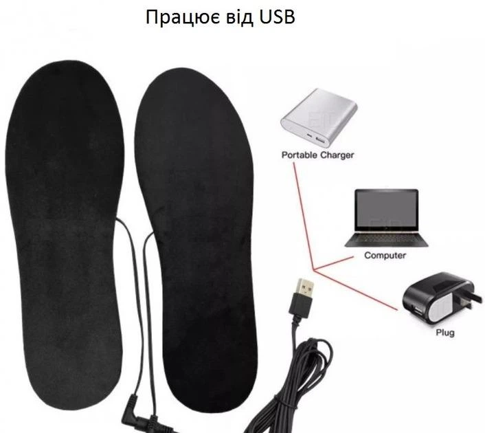 Універсальні устілки з підігрівом USB 35–45 для зими, довжина 28 см, обрізні - зображення 11