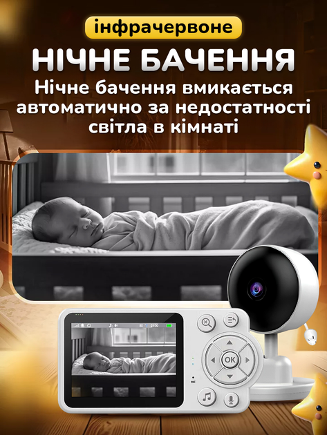 Відеоняня Andowl з бездротовим блоком 2.4 ГГц з нічним баченням (Q-A006) - зображення 4
