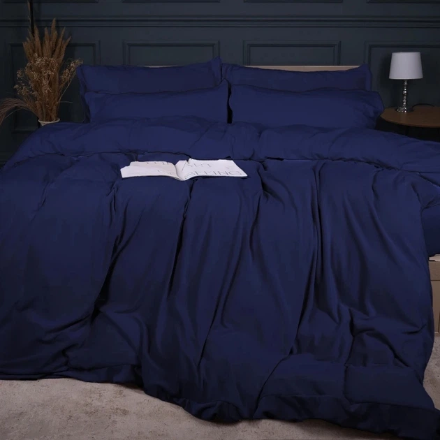 Простынь на резинке MirSon Велюр Winter Frost 28-0006 Navy blue Velvet 160х200 (2200003999907) - изображение 2
