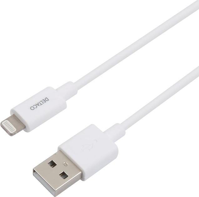 Кабель Deltaco USB Type-A - Lightning  1 м White (IPLH-401) - зображення 2