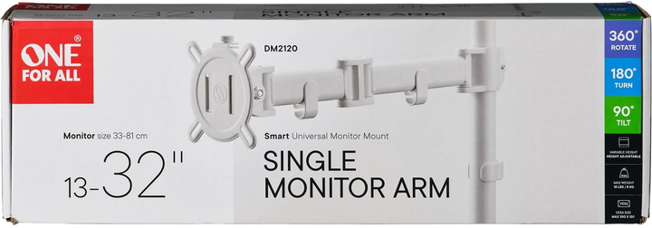Настільне кріплення One For All Smart Single DM2120 13" - 32" White (8716184077548) - зображення 7