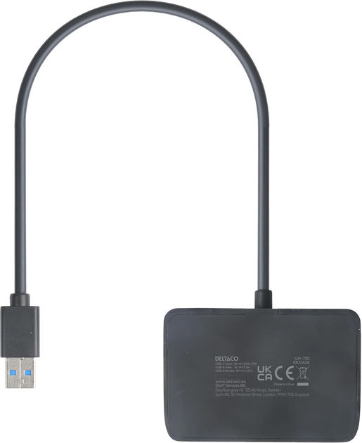 USB-хаб Deltaco USB 3.0 - 4 x USB 3.0 Black (7333048060662) - зображення 3