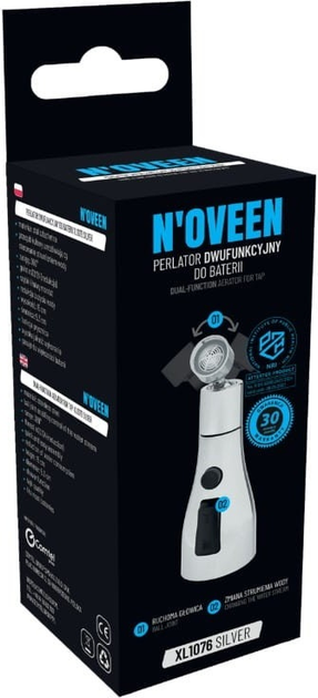 Аератор N'oveen XL1076S Silver з поворотом 360° (5902221623301) - зображення 7