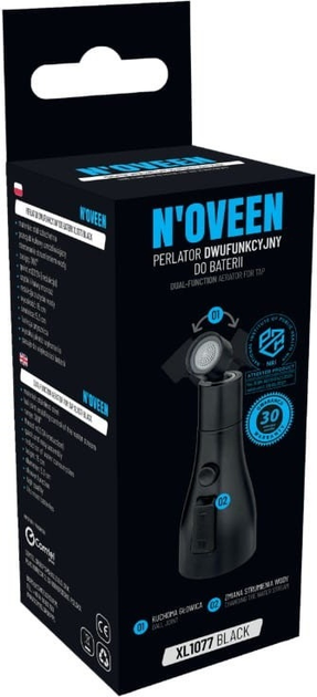 Аератор N'oveen XL1077B Black з поворотом 360° (5902221623318) - зображення 4