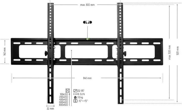 Uchwyt DPM 1M23 dla TV naścienny regulowany 32-95 cali 60 kg (5906881220955) - obraz 5