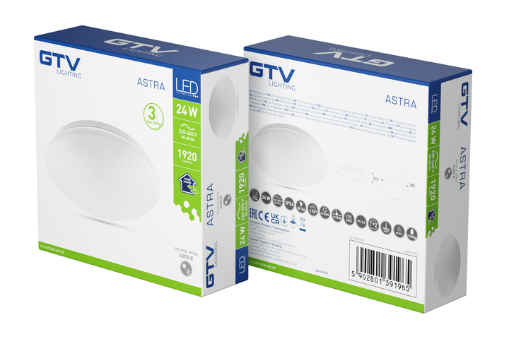 Cвітильник світлодіодний ASTRA Ø380mm 4000K 24W 1920lm AC180-250V 50/60 Hz IP54 GTV - Фото 4 Cвітильник світлодіодний ASTRA Ø380mm 4000K 24W 1920lm AC180-250V 50/60 Hz IP54 GTV - зображення 4