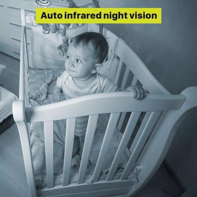 Видеоняня Baby Monitor SM-650 + прищепка-держатель камеры, 5-дюймовый ЖК-монитор, поворотный дисплей, датчик звука, ночное виденье, беспроводная, поворотная радионяня, измерение температуры - изображение 10