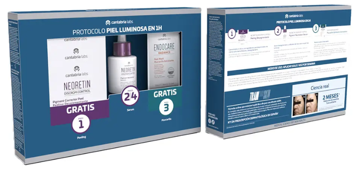 Zestaw do neutralizacji przebarwień Neoretin Discrom Control Serum 30 ml + Peeling depigmentujący w krążkach 3 szt + Maska Endocare Radiance 3 szt (8436574364439) - obraz 2