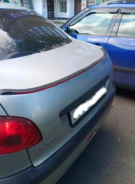 Спойлер антикрыло Peugeot 206 Пежо элерон подходит на кузов седан со стоп сигналом цвет - карбон черный - изображение 9