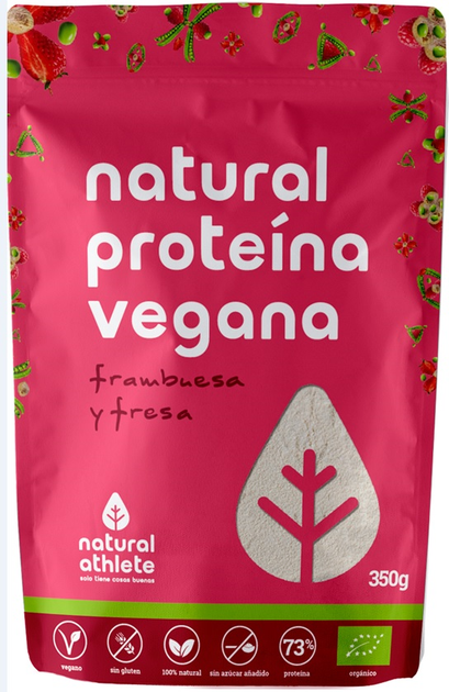 Протеїнова добавка Natural Athlete Proteina Vegana Frambuesa + Fresa Bio 350 г (8436575050218) - зображення 2