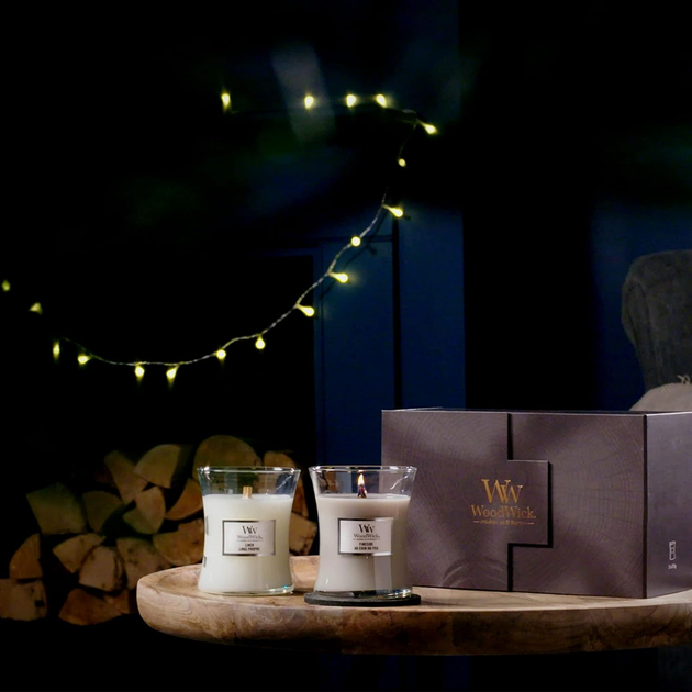 Набір свічок Woodwick Medium Hourglass Fireside & Linen 2 х 275 г (5038581123738) - зображення 5