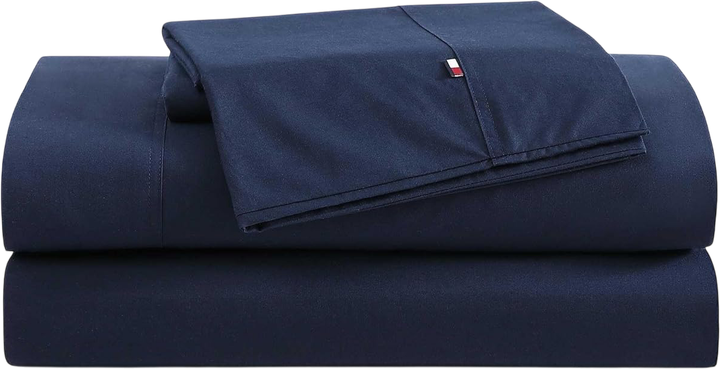Комплект постельного белья Tommy Hilfiger Односпальный Простынь на резинке 203х152 см + Простынь 259х239 см + 2 наволочки 51х76 см Синий Перкаль (1159831280) - изображение 2
