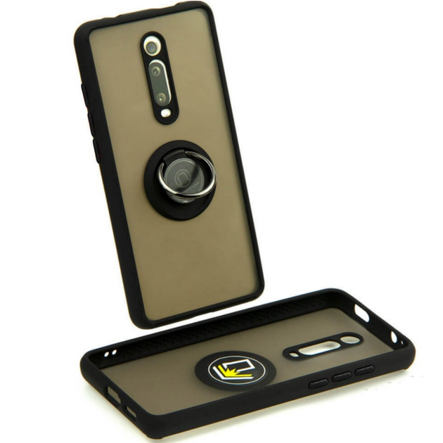 Чохол Fiji Colorframe для Xiaomi Mi 9T / Mi 9T Pro матовий бампер з кільцем Black - зображення 2
