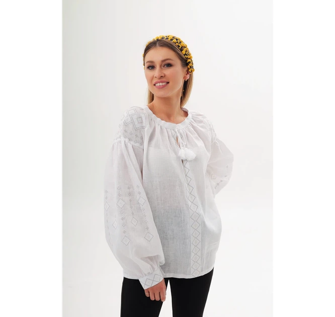 Вишиванка жіноча Діамант Vovna Біла розмір 58 XXXL (5000552) - зображення 3