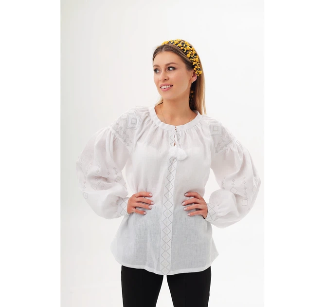 Вишиванка жіноча Діамант Vovna Біла розмір 58 XXXL (5000552) - зображення 6