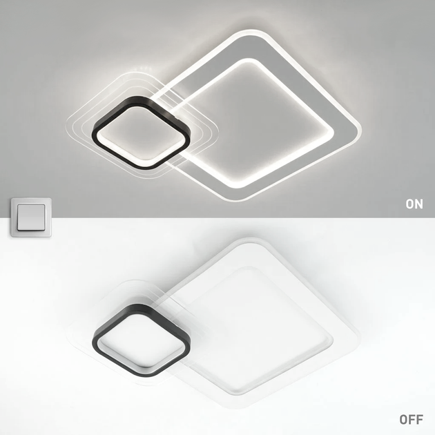 LED люстра MERVIN 75W S ON/OFF бело-черная Luminaria 7500Lm управляемая (без пульта) WHITE/BLACK 500х400х70мм - изображение 2