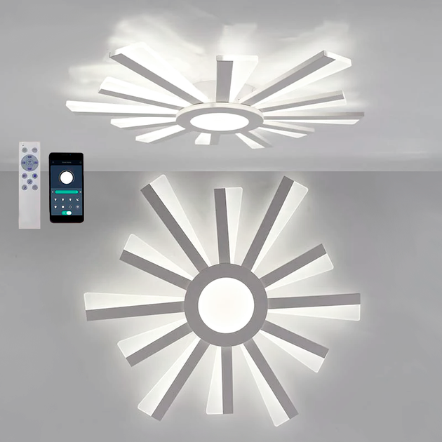 Управляемая LED люстра Esllse TERESA 70W R APP "солнышко" с пультом и приложением для смартфона 550x50-WHITE - изображение 5