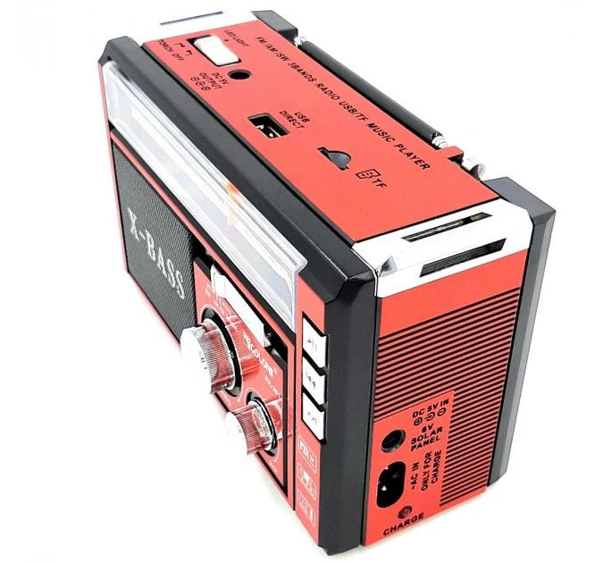 Радиоприемник Golon X-BASS TF/USB/5V с фонарем от 2 батарейки R20 + сеть цвет красный - Фото 3 Радиоприемник Golon X-BASS TF/USB/5V с фонарем от 2 батарейки R20 + сеть цвет красный - изображение 3
