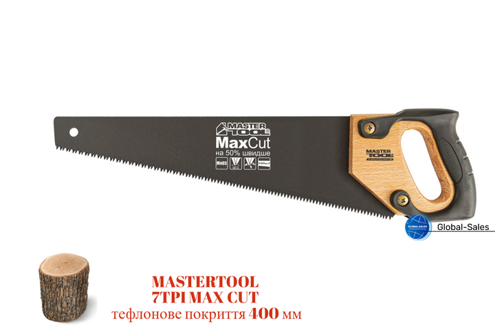 Ножовка по дереву Mastertool 400 мм 7T х 1" тройная заточка с тефлоновым покрытием (14-2340) - Фото 1 Ножовка по дереву Mastertool 400 мм 7T х 1" тройная заточка с тефлоновым покрытием (14-2340) - изображение 1