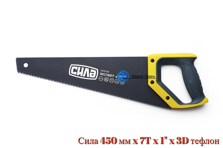 Ножівка по дереву Сила 450 мм x 7T x 1" x 3D тефлон (320507) - Фото 1 Ножівка по дереву Сила 450 мм x 7T x 1" x 3D тефлон (320507) - зображення 1