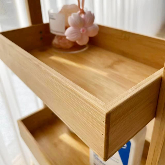 Многоуровневая полка из бамбука для ванной комнаты 28×18×84см (JDT-0846355) - изображение 3