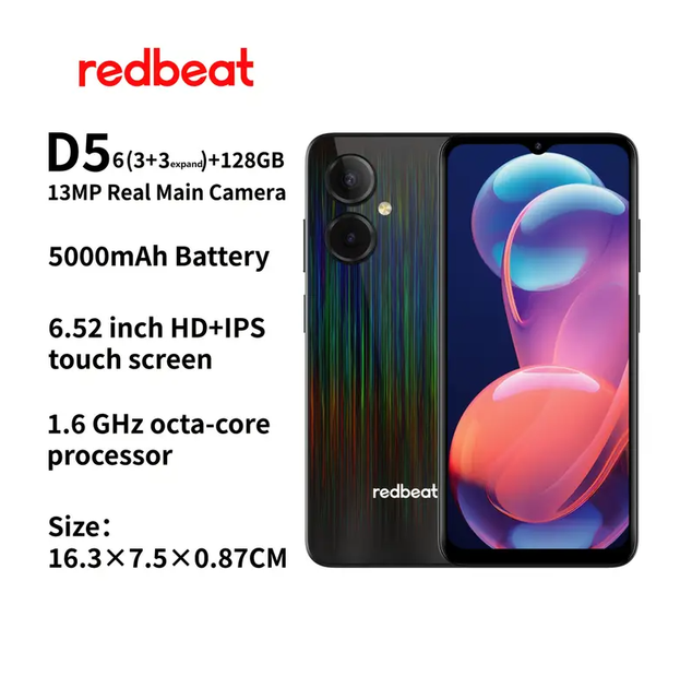Смартфон Android 14 RAM 6Gb Redbeat D5 з батареєю на 5000 mah на