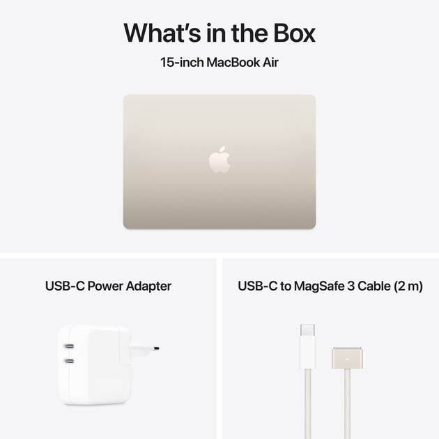 Laptop Apple MacBook Air 15.3" M4 16/256GB 2025 (MW1J3RU/A) (QWERTY+cyrylica) Starlight - obraz 11