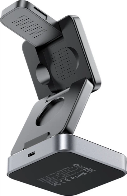 Бездротовий зарядний пристрій Acefast E20 Wireless QI 3in1 15W Black (6974316283478) - зображення 4