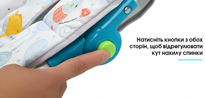 Стілець шезлонг-гойдалка дитячий Spoko SP-818 з ременем для фіксації до 20 кг зі світловими ефектами та знімним чохлом Різнокольровий (117-76-42400403) - зображення 3
