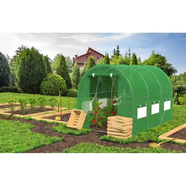 Теплица садовая Bonro UP-6 м2 с окнами 300x200x200 см арочная Зеленая (117-76-42400475) - изображение 6
