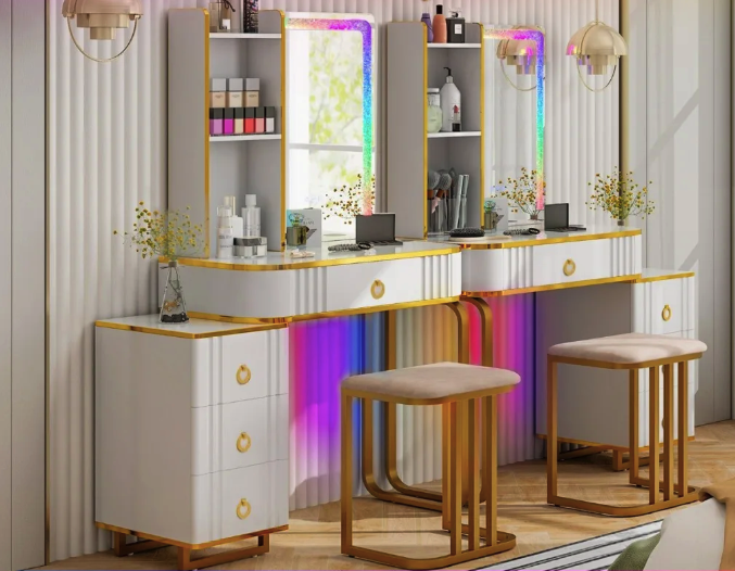 Туалетный столик Leobert Vicco трюмо с пуфом + зеркало LED - изображение 3