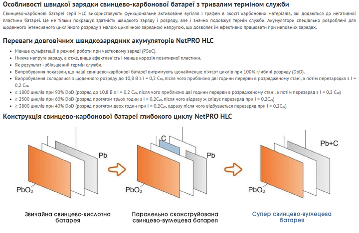 Свинцево-карбоновий акумулятор NetPRO HLC12-200 - зображення 7