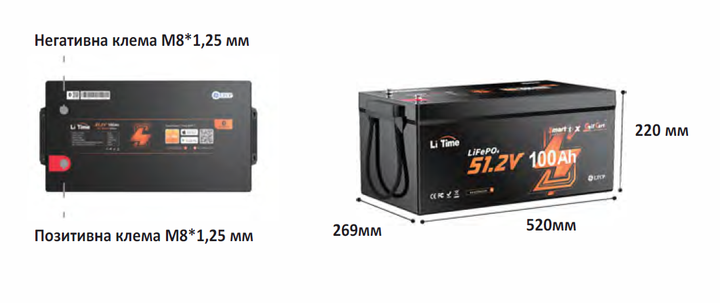 Акумулятор Li Time LiFePO4 51.2V 100Ah - зображення 6