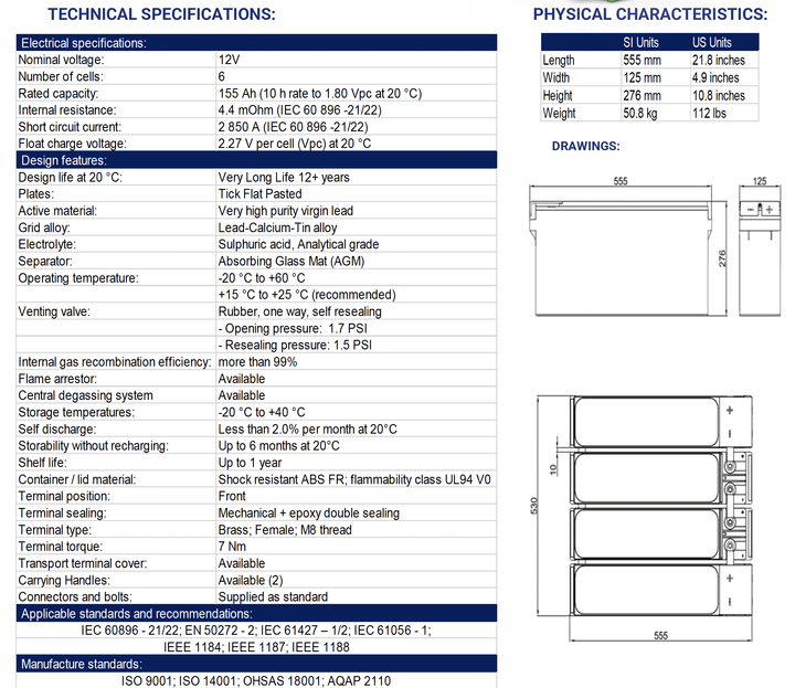Акумулятор Monbat 12MVR155L - зображення 7
