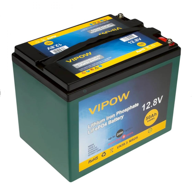 Аккумулятор Vipow F12050 (12.8V 50Ah) - Фото 1 Аккумулятор Vipow F12050 (12.8V 50Ah) - изображение 1