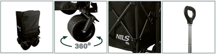Туристичний візок Nils Camp NC2604 XXL 180 L Чорний (5908261680397) - зображення 2