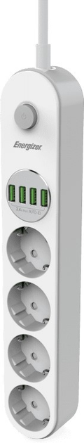 Listwa zasilająca Energizer 4 gniazda 4 USB 2 m White (EPB2500W00EU) - obraz 4